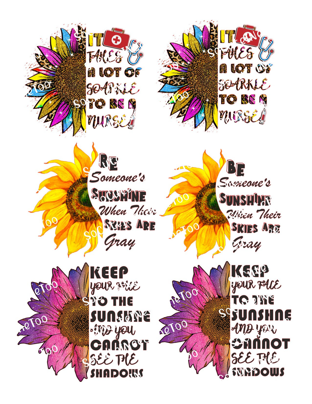 Sunflower It Takes A Lot of Sparkle waterslide decal sheet – inspirational designs for tumblers