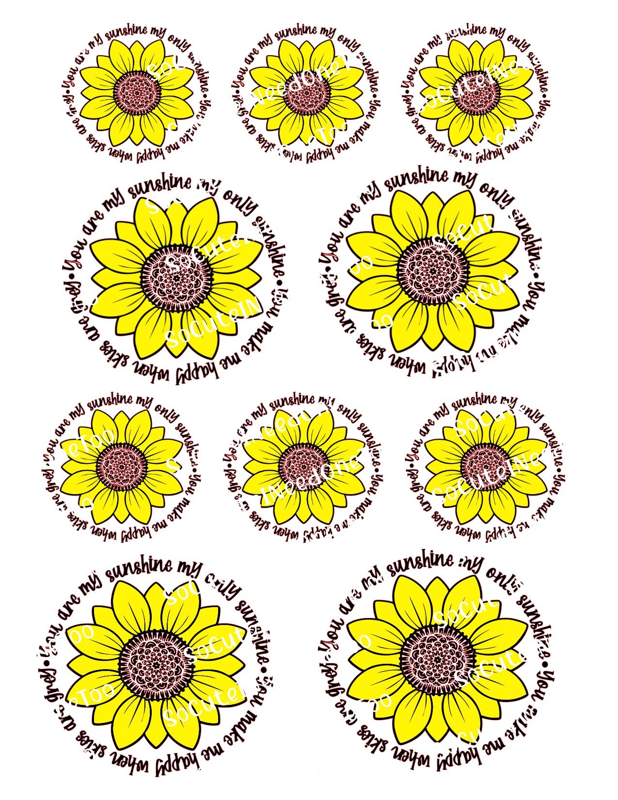 Sunflower you are my sunshine waterslide decals vol 2 for tumblers