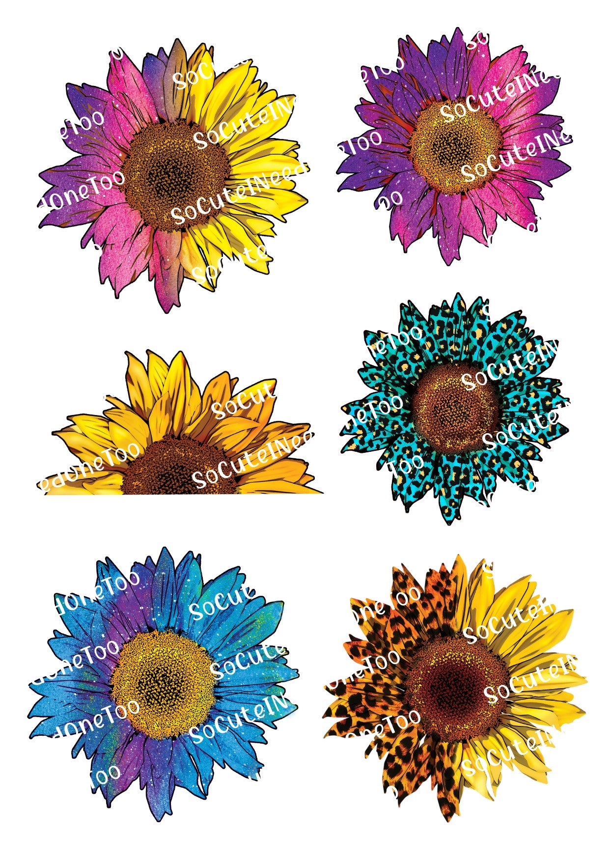 Vibrant sunflower waterslide decals for tumblers vol 3