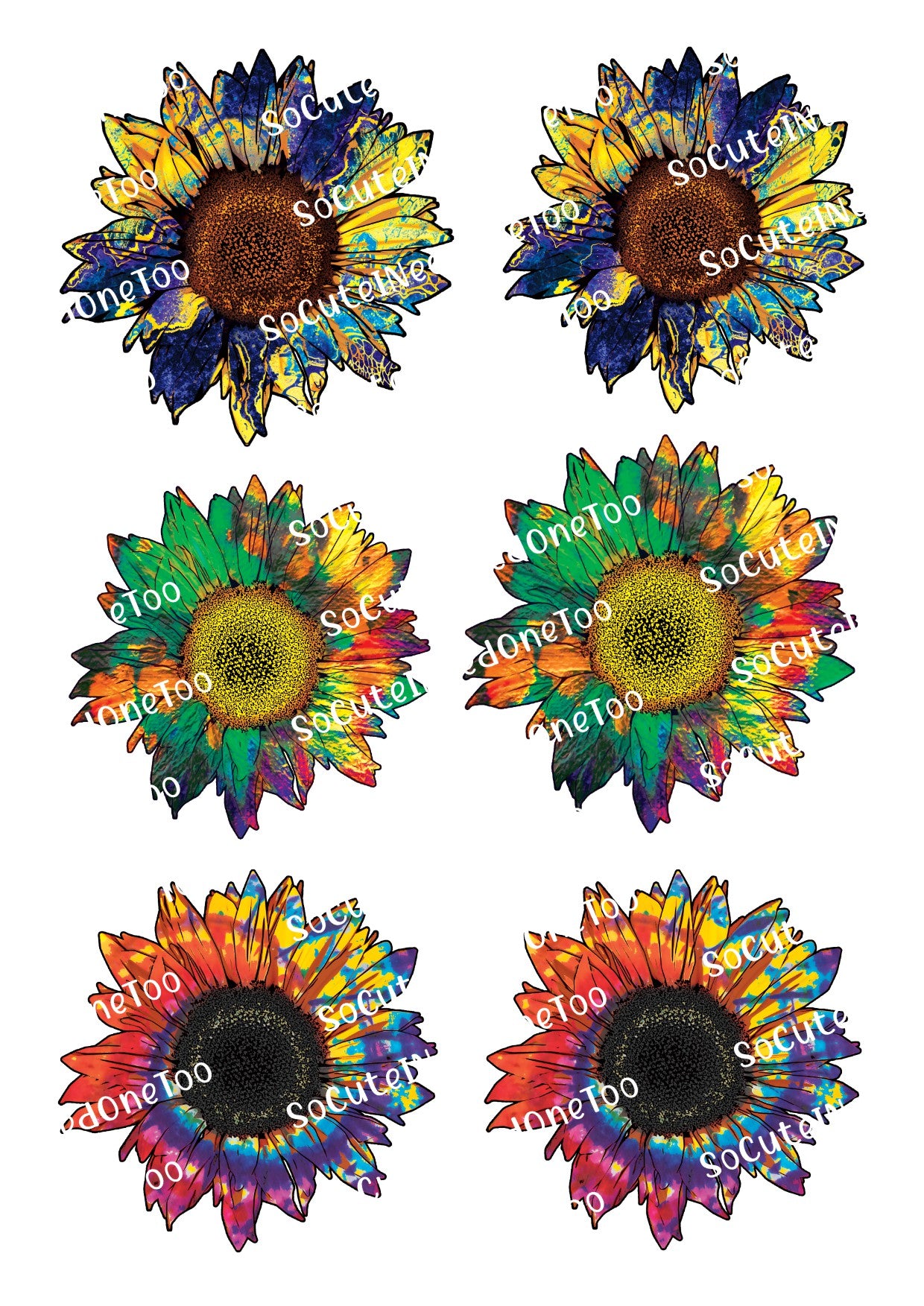 Vibrant sunflower waterslide decals for tumblers vol 4