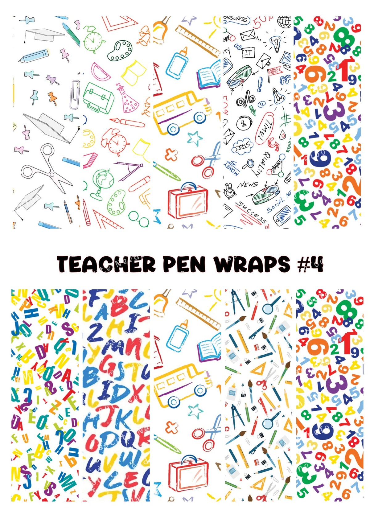 Teacher Pen Wraps #1 Waterslide Decals – Classroom Designs for Bic Pens