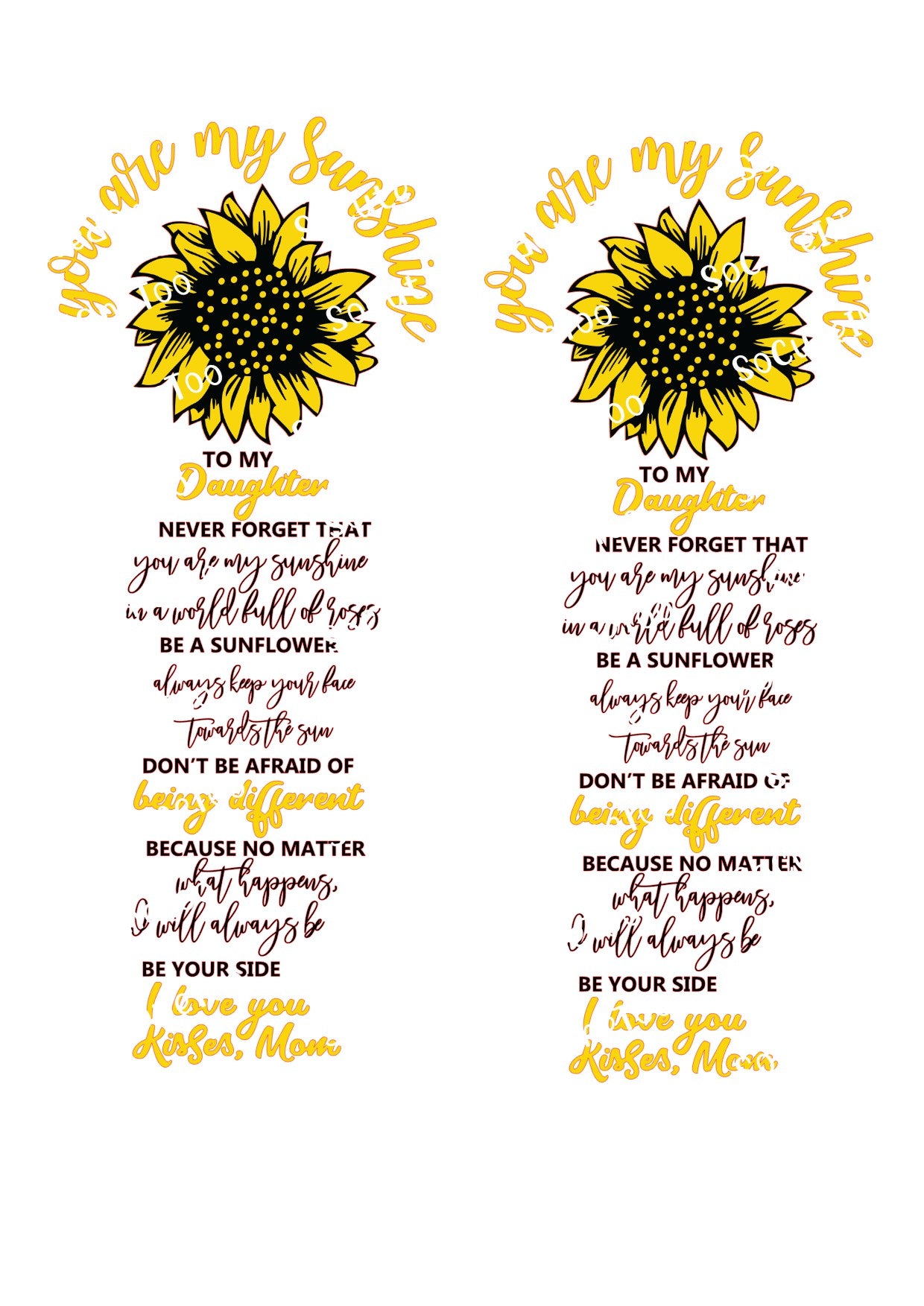 To My Daughter #2 Waterslide Decals – Sunflower Poem Designs for Tumblers & Gifts