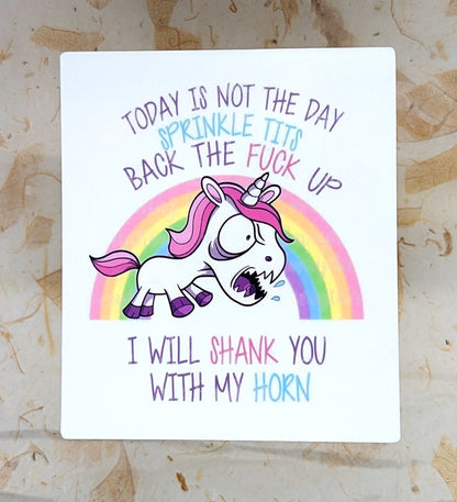 Sprinkle Tits Back The Fuck Up unicorn sticker
