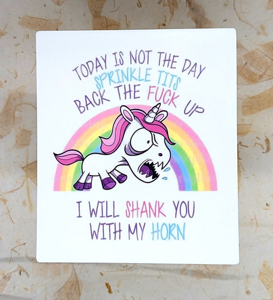 Sprinkle Tits Back The Fuck Up unicorn sticker