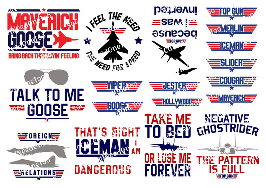 Top Gun Waterslide Decals - Maverick & Goose Themed Designs