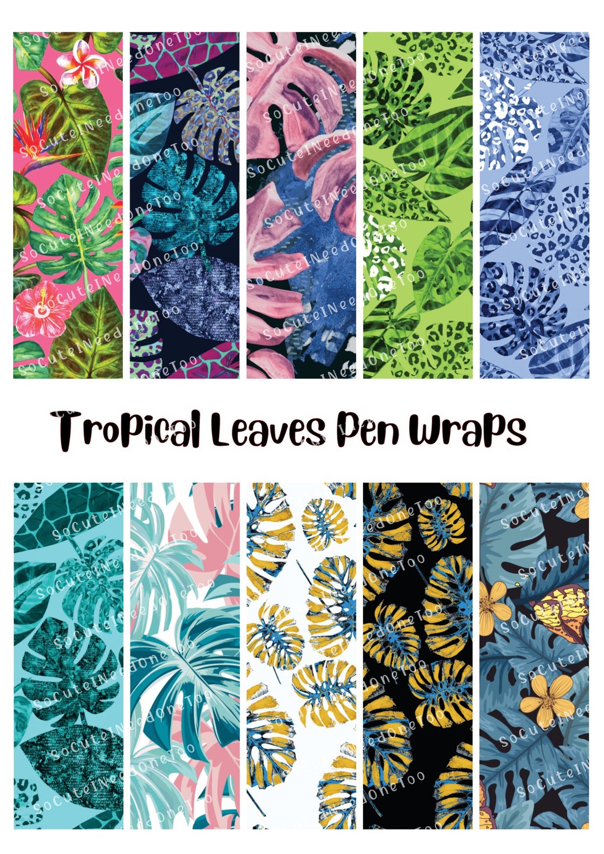 Tropical Leaves Pen Wraps Waterslide Decals – Tropical Designs for Bic Pens