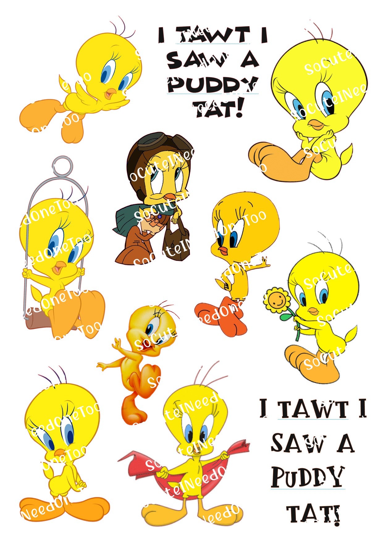 Calcomanías para toboganes acuáticos de Tweety Bird 