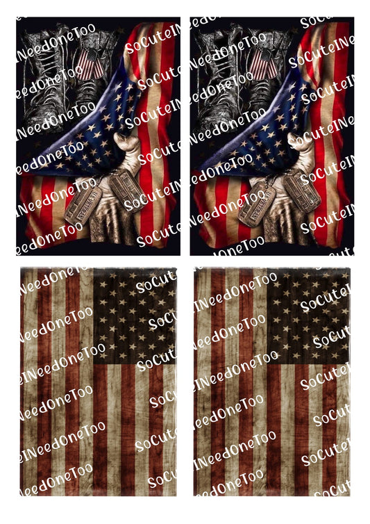 United We Stand Waterslide Decals - Patriotic American Flag Designs for Tumblers