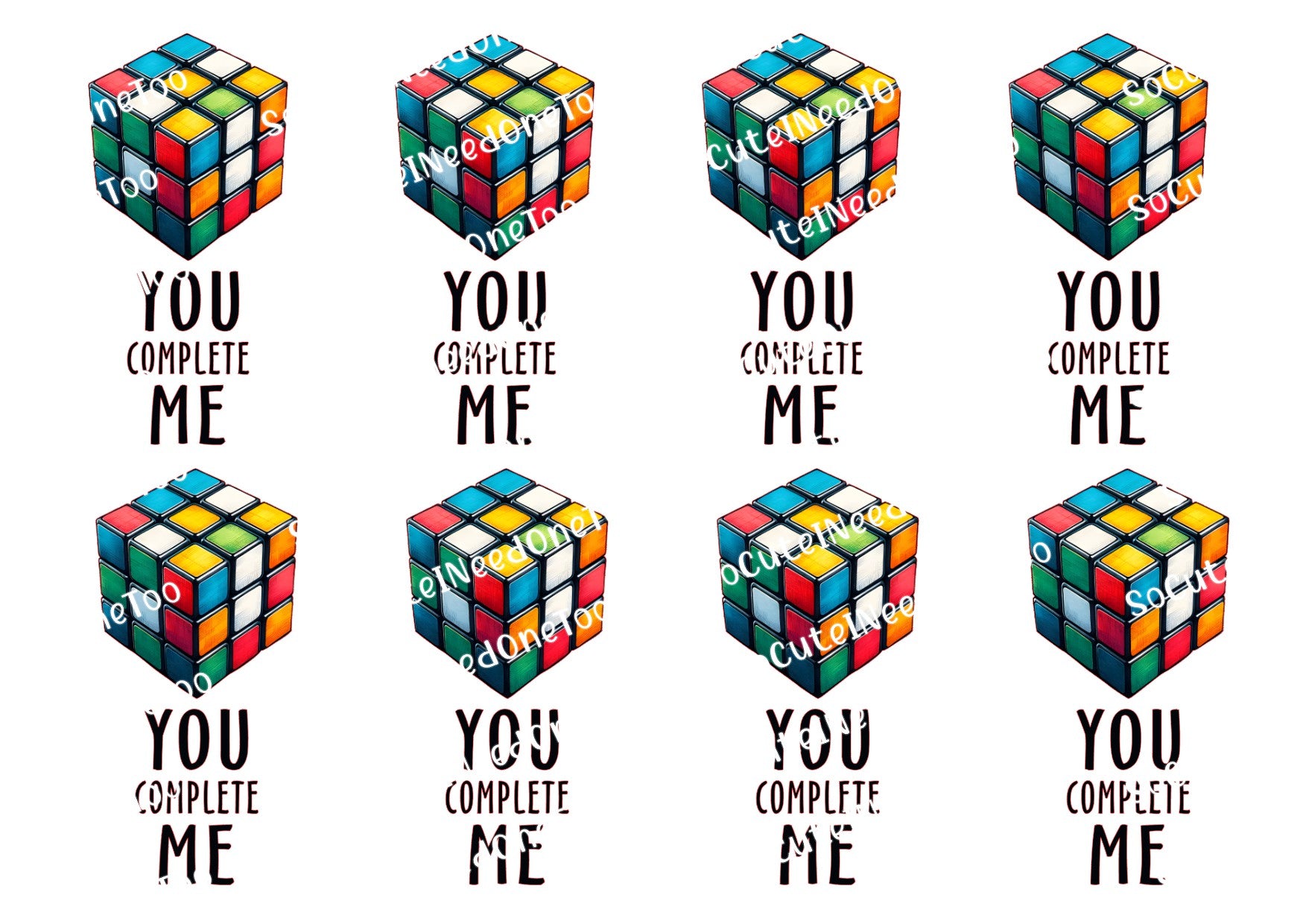 Avocado & Rubik's Cube You Complete Me - Waterslide Decals - SoCuteINeedOneToo