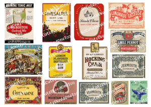 Vintage antique liquor label waterslide decals for tumblers