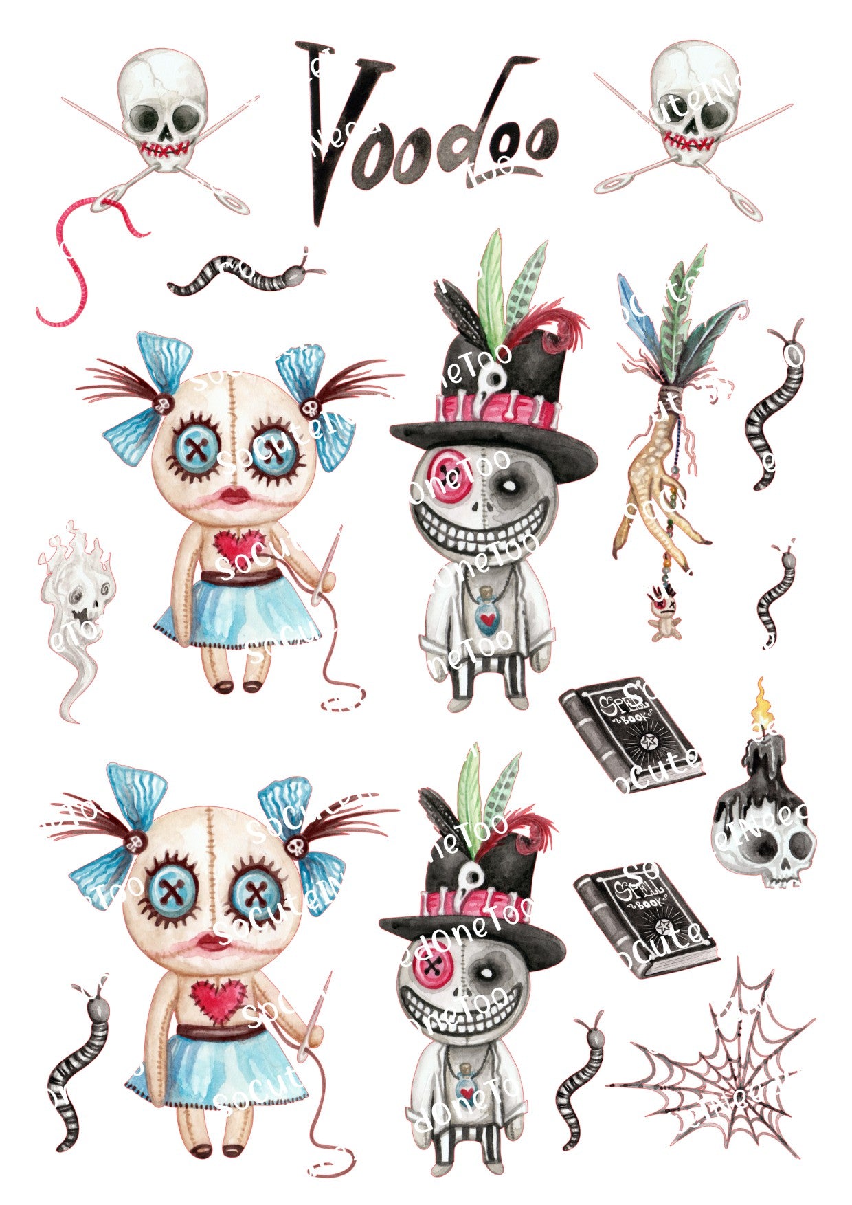 Voodoo Dolls Halloween Waterslide Decals – Spooky Fun Designs for Tumblers