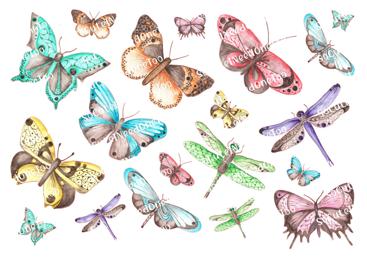 Mariposas de acuarela n.º 3 Calcomanías para toboganes de agua 