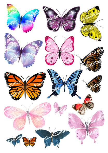 Watercolor Butterflies #3 Waterslide Decals - Beautiful Butterfly Designs for Tumblers
