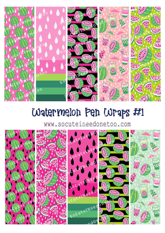 Watermelon Pen Wraps #1 – Vibrant Watermelon Designs for Bic Pens
