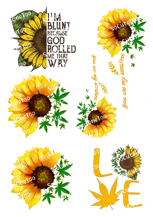 Calcomanías para toboganes de agua con girasoles y marihuana 