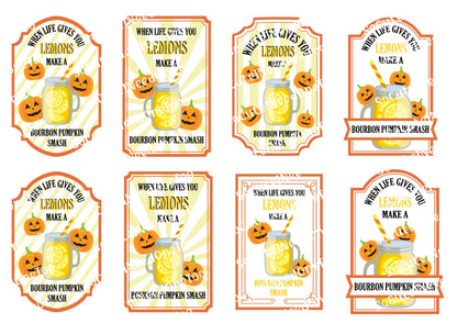 Etiquetas con sabor a calabaza y manzana en papel transparente/blanco para impresión al agua, listas para usar 