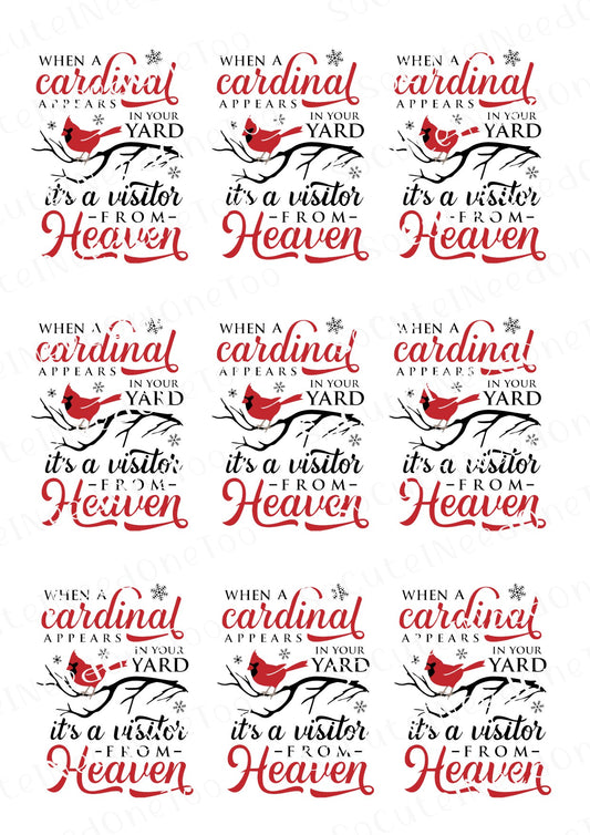 When Cardinals Appear - Memorial Waterslide Decals