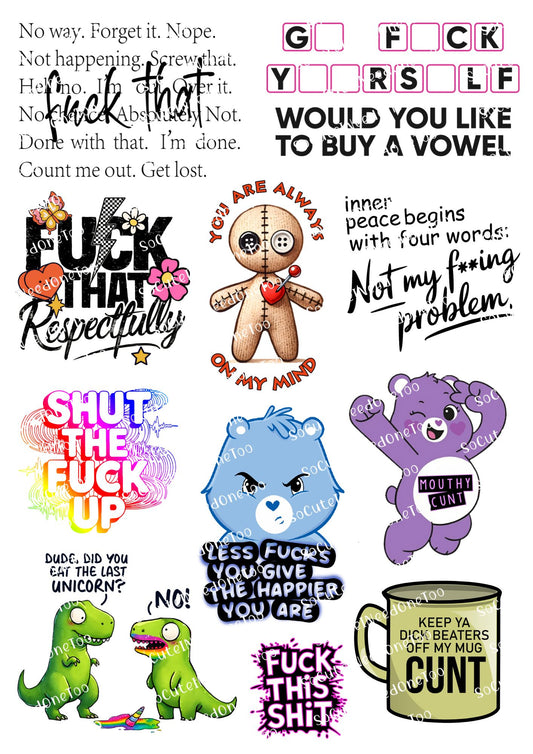 Adult Sayings #15 digital decal sheet - watermarked preview