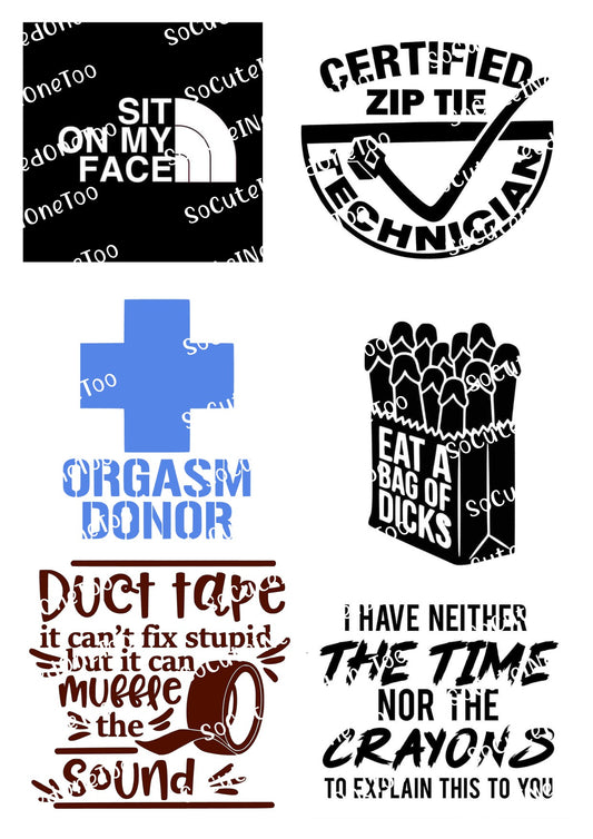 Adult Sayings #9 Waterslide Decals - SoCuteINeedOneToo