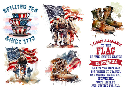 American Flag digital decal sheet - watermarked preview