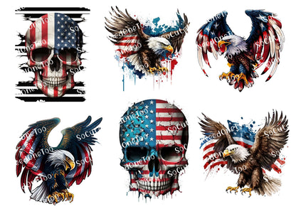 American Skulls & Eagles digital decal sheet - watermarked preview