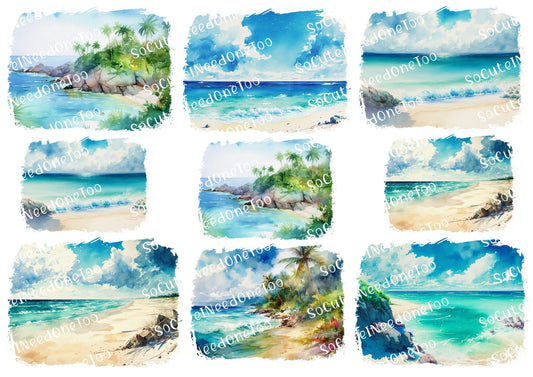 Beach Landscapes digital decal sheet - watermarked preview
