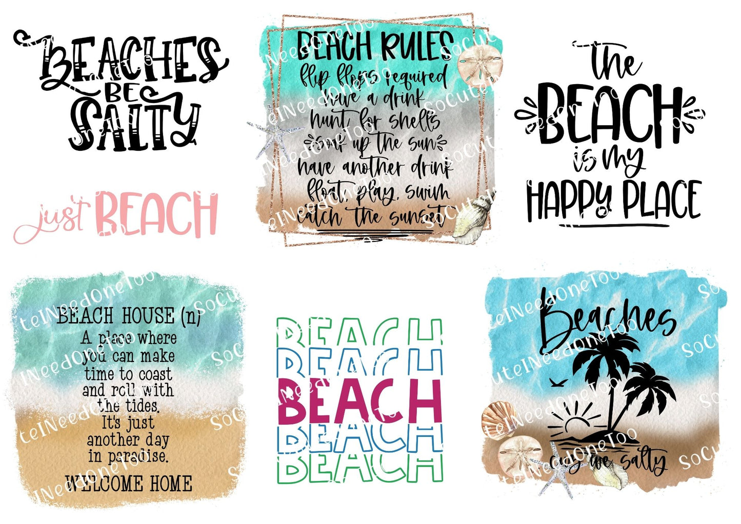 Beach Life #11 digital decal sheet - watermarked preview