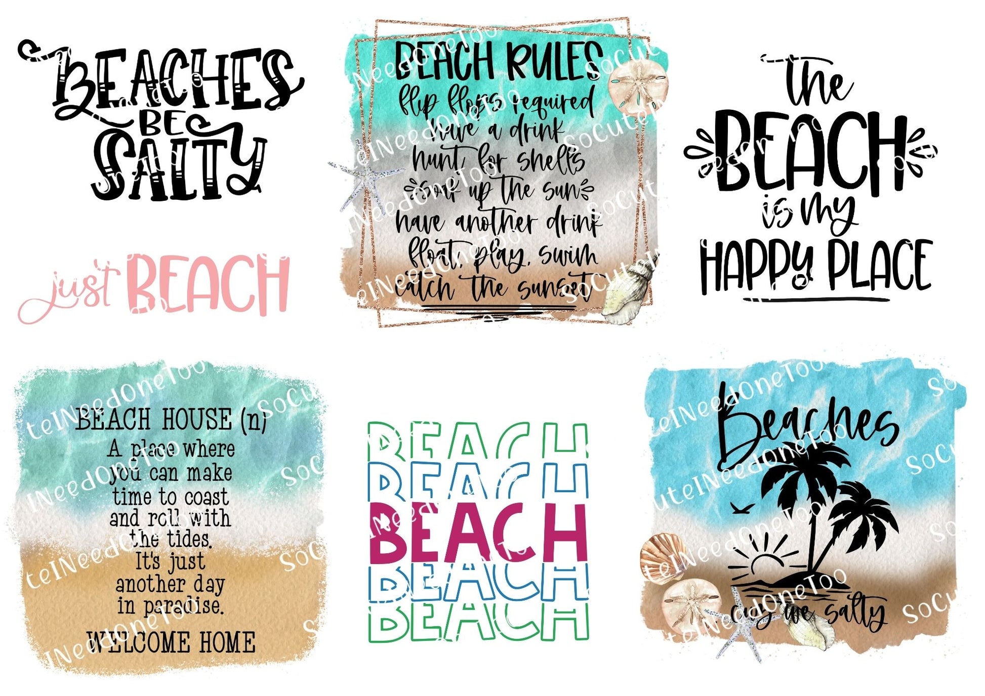 Beach Life #11 digital decal sheet - watermarked preview
