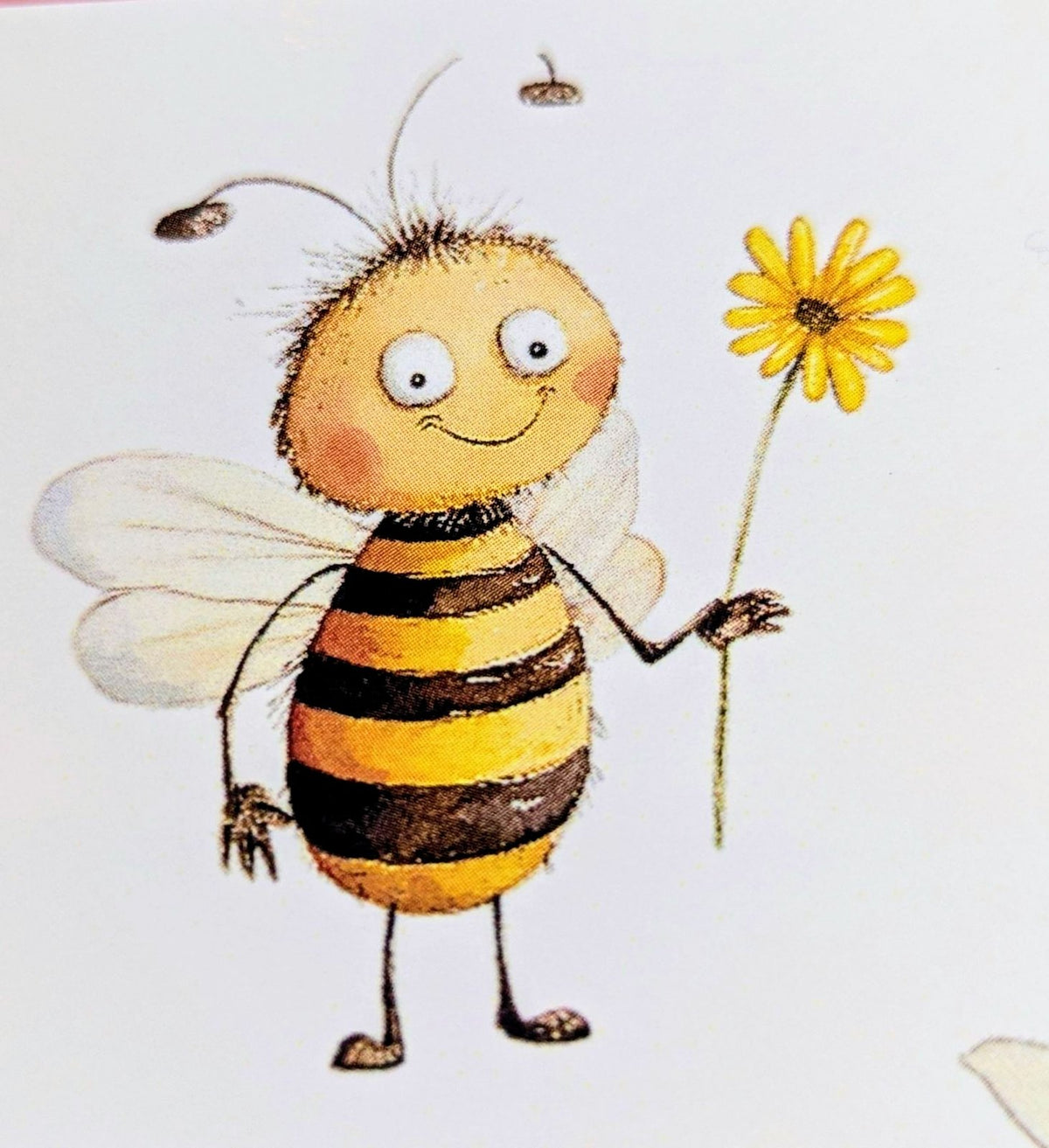 Cute cartoon bee holding a yellow flower printed waterslide decal