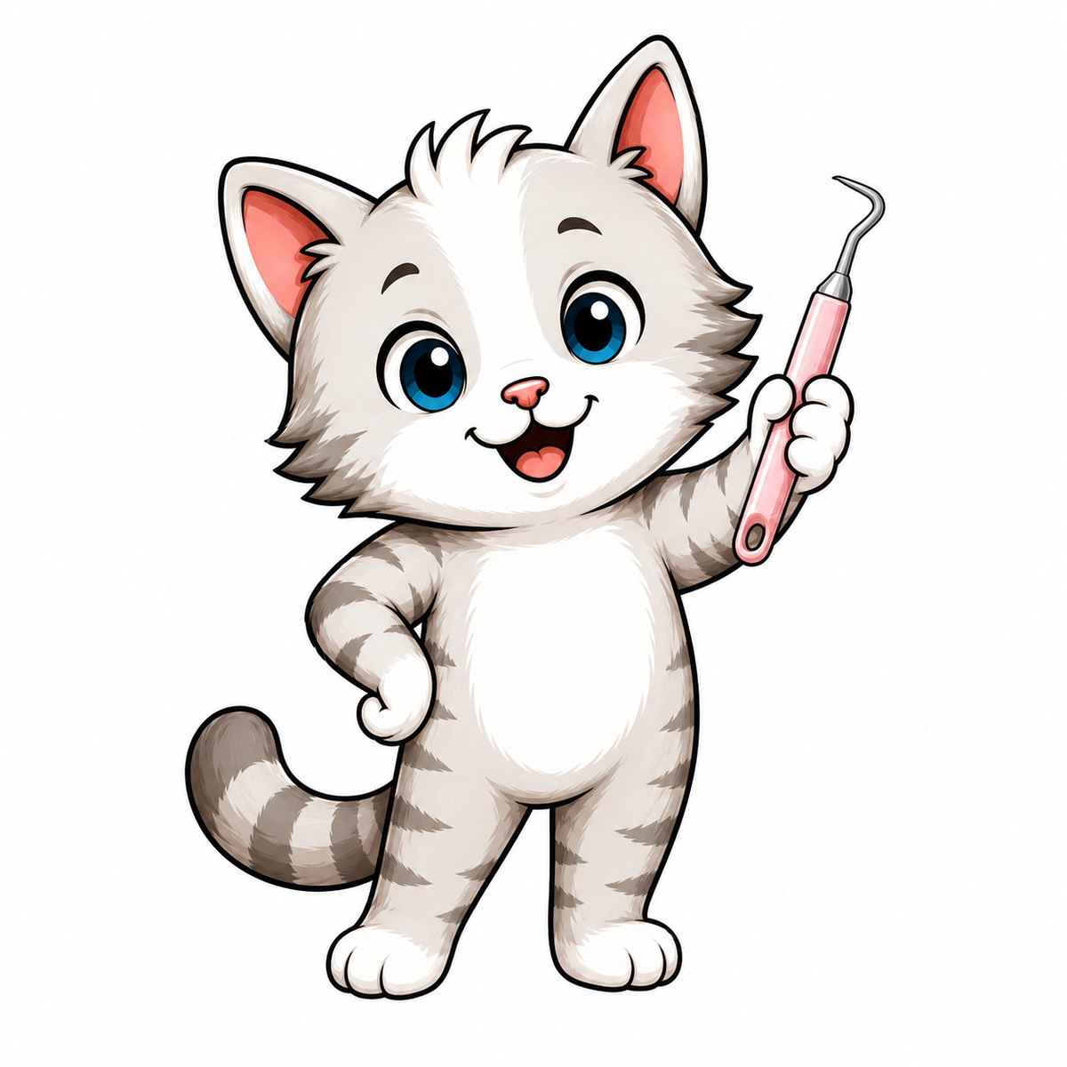 Bobcat mascot holding a vinyl weeding tool