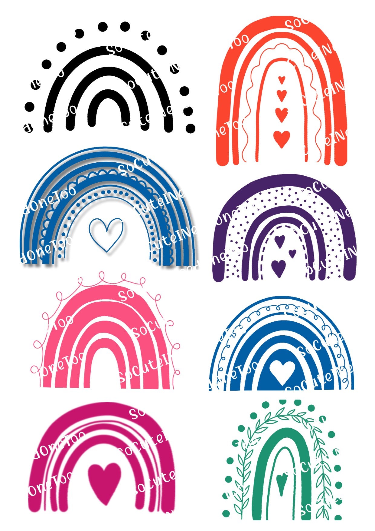 Boho Rainbow Options Waterslide Decals - SoCuteINeedOneToo