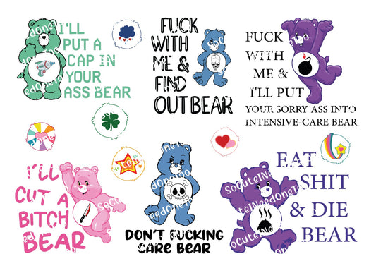 Care Bears (EXPLICIT ADULT HUMOR) Waterslide Decals - SoCuteINeedOneToo