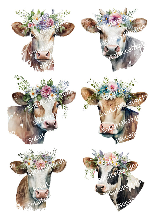 Cows With Flower Crowns Waterslide Decals - SoCuteINeedOneToo