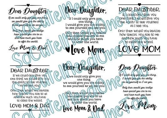 Dear Daughter Waterslide Decals - SoCuteINeedOneToo