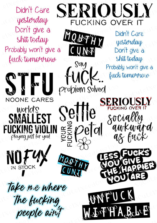 Didn't Care Yesterday digital decal sheet - watermarked preview