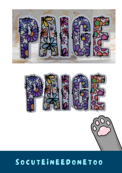 Doodle Name Sticker example - floral doodle letters name sticker by SoCuteINeedOneToo