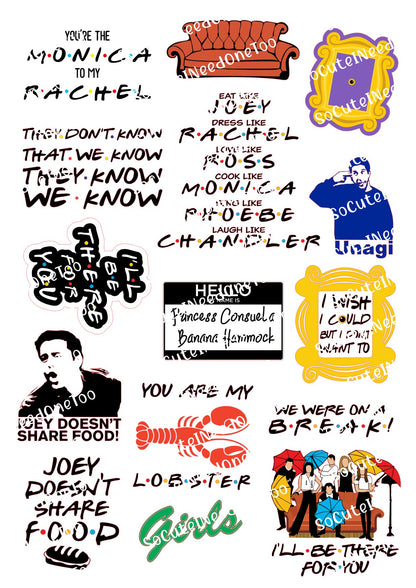Friends TV Series Laser Printed Waterslide Decals - SoCuteINeedOneToo