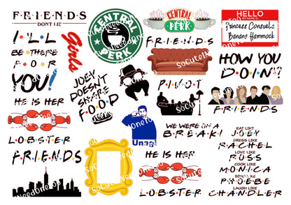 Friends TV Series Laser Printed Waterslide Decals - SoCuteINeedOneToo