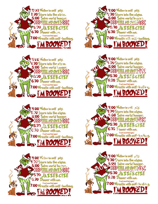 Grinch - I am booked #2 Waterslide Decals - SoCuteINeedOneToo