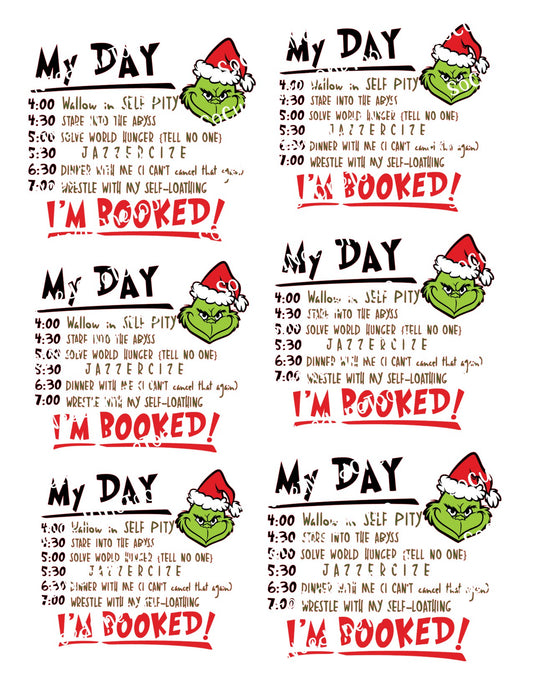 Grinch - I AM BOOKED Waterslide Decals - SoCuteINeedOneToo