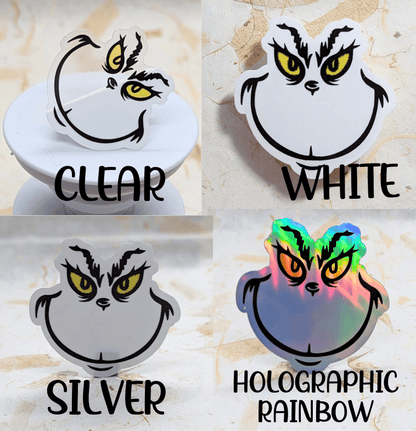 Grinch's Face Stickers - 3 Sizes Available - SoCuteINeedOneToo