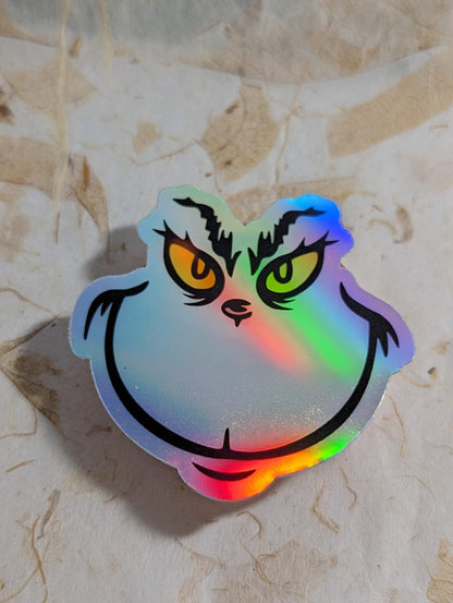 Grinch's Face Stickers - 3 Sizes Available - SoCuteINeedOneToo