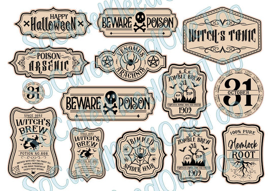 Halloween Potions Labels #2 Waterslide Decals - SoCuteINeedOneToo