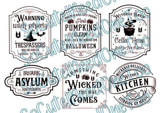 Halloween - Warning Labels Waterslide Decals - SoCuteINeedOneToo