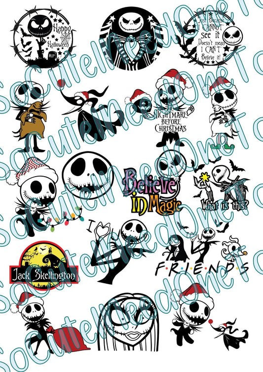 Jack and Sally - Black & Red Waterslide Decals - SoCuteINeedOneToo