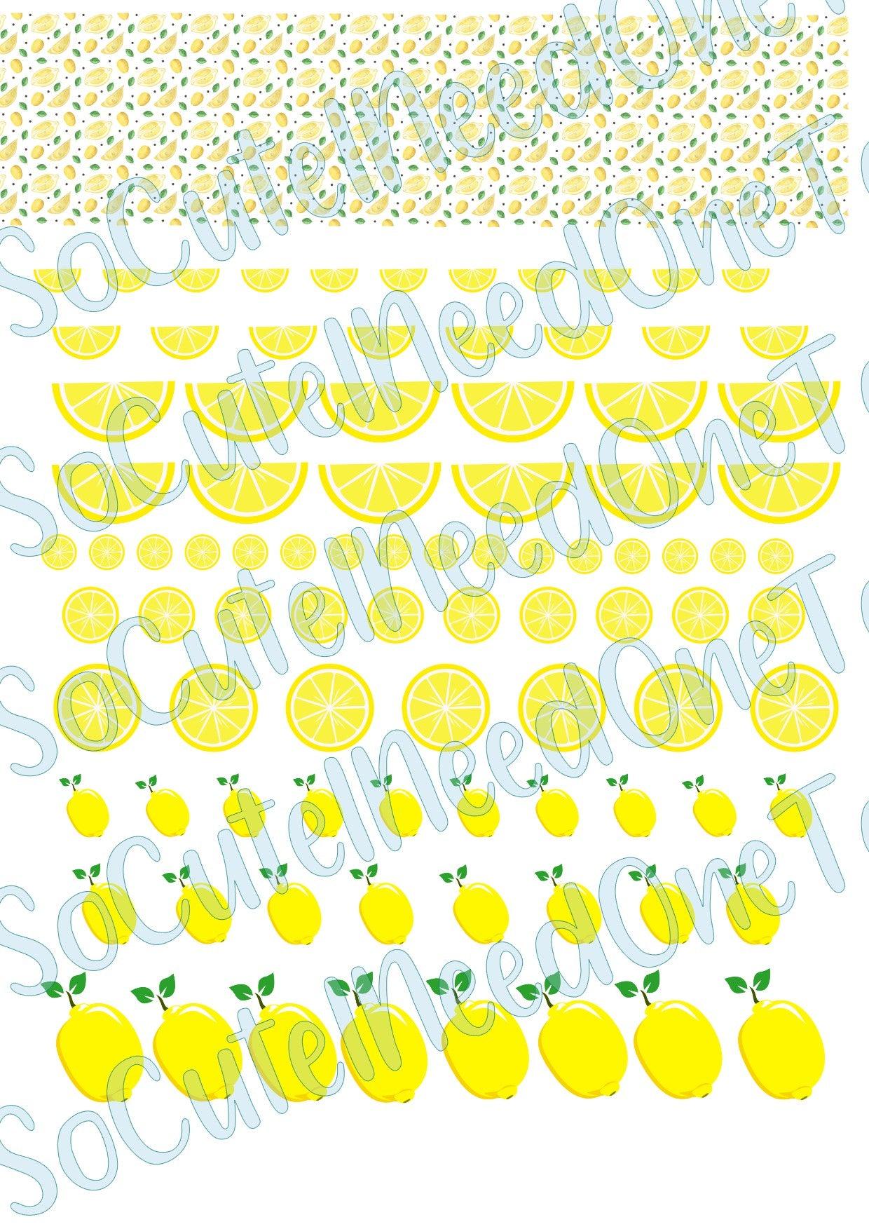 Lemons On Clear White Laser Printed Waterslide Paper Ready To Use 