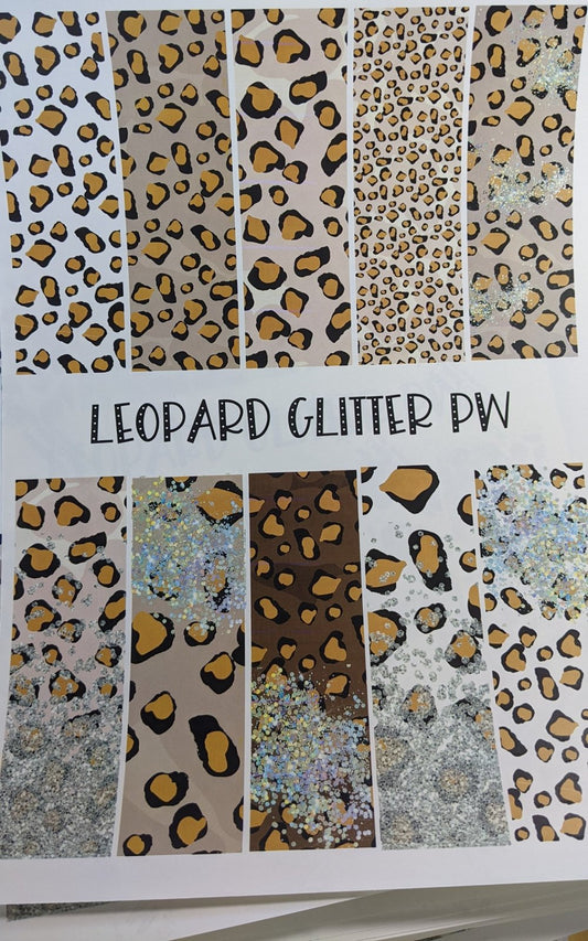 Leopard Glitter Pen Wraps printed waterslide decal sheet