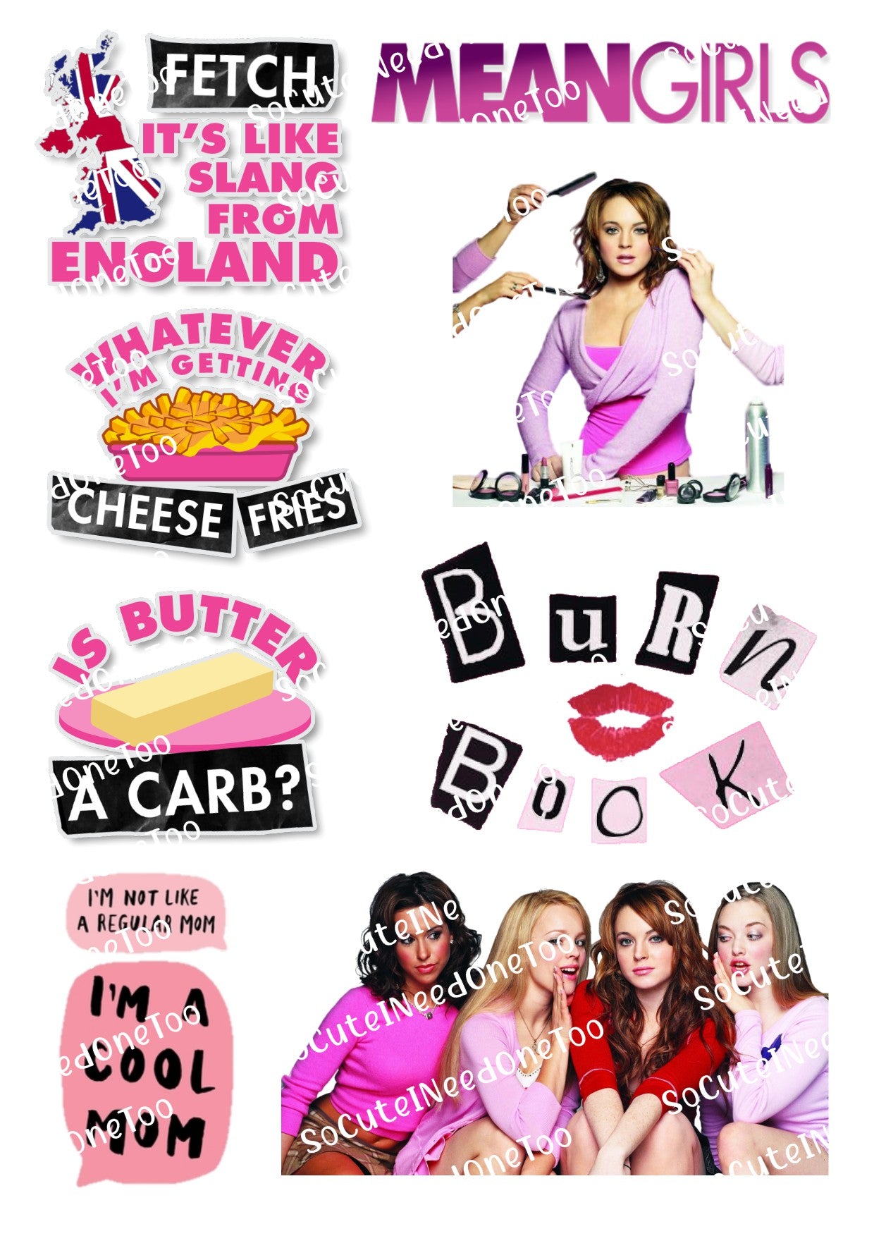 Mean Girls #2 Laser Printed Waterslide Decals - SoCuteINeedOneToo