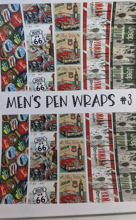 Men's Pen Wraps #3 printed waterslide decal sheet