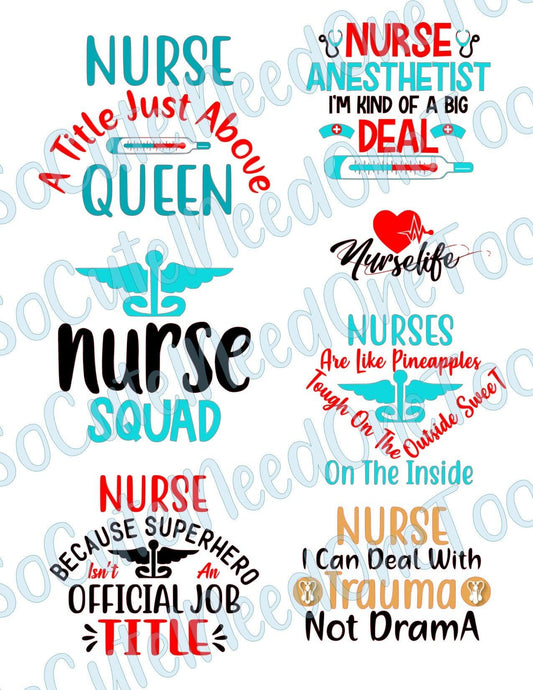 Nurse #8 on Clear/White Waterslide Paper Ready To Use - SoCuteINeedOneToo